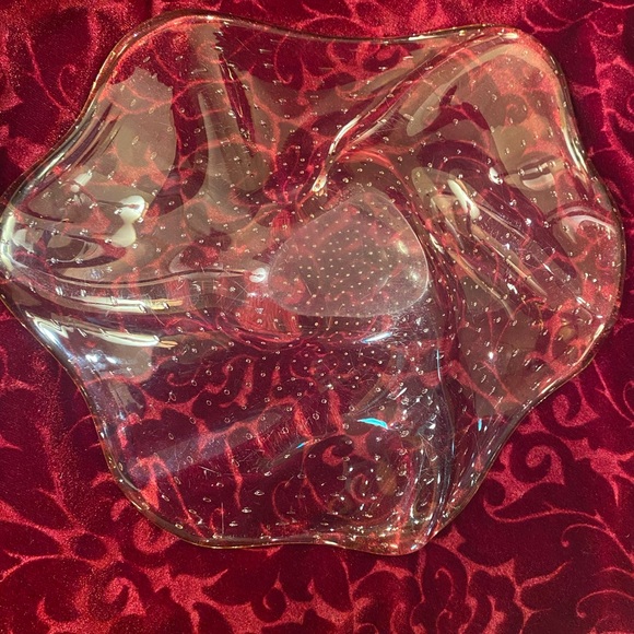 Amber colored candy or nut dish. Possible Murano controlled bubble. Stunning - Picture 3 of 6